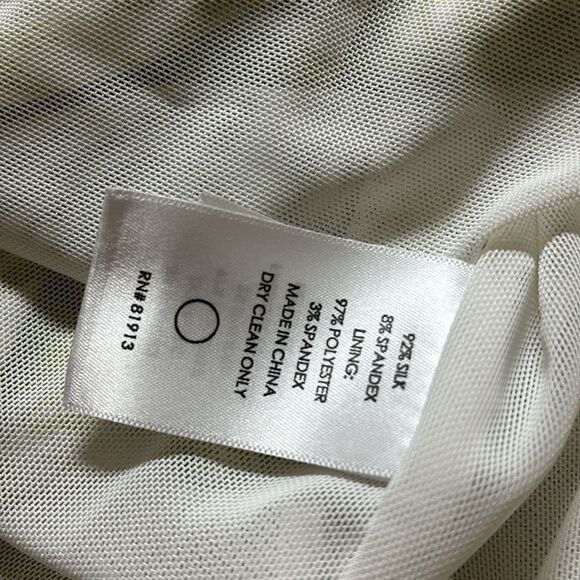 Tracy Reese midi dress palm print gauzy T back brat silk crinkle - Picture 7 of 8